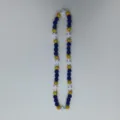 Blue and gold rhinestone shamballa beads necklace with white cross charms for fashion wear - 10mm Beads, Approx 56 Beads, 54cm(21.25inch), 5 Rows / 113