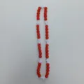 Red rhinestone clay bead necklace detail view with white cross spacers for hip hop street style. - 10mm Beads, Approx 56 Beads, 54cm(21.25inch), 5 Rows / 118