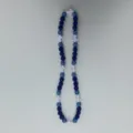 Blue rhinestone bead necklace with white cross pendants stylish fashion jewelry accessory for women - 10mm Beads, Approx 56 Beads, 54cm(21.25inch), 5 Rows / 116