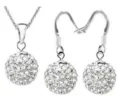 10mm Kristal Shamballa Bal Ketting Oorhangers Set Sprankelende Sieraden Detailweergave - Wit