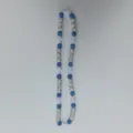 Detailed view of blue and white rhinestone clay beads necklace with white cross pieces. - 10mm Beads, Approx 56 Beads, 54cm(21.25inch), 5 Rows / No.52
