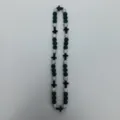 Shamballa necklace with green white rhinestone balls and black cross beads for hip hop style. - 10mm Beads, Approx 56 Beads, 54cm(21.25inch), 5 Rows / No.58
