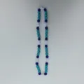 Blue and turquoise rhinestone disco ball beads necklace with white cross details view - 10mm Beads, Approx 56 Beads, 54cm(21.25inch), 5 Rows / No.57