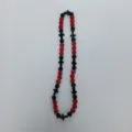 Red black shamballa rhinestone bead necklace with black crosses hip hop jewelry detail view - 10mm Beads, Approx 56 Beads, 54cm(21.25inch), 5 Rows / No.55