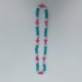 Close-up detail view of rhinestone disco balls and pink cross beads necklace pendant. - 10mm Beads, Approx 56 Beads, 54cm(21.25inch), 5 Rows / 60