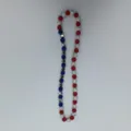 Red white and blue rhinestone clay bead necklace detail with silver star spacers for sale - 10mm Beads, Approx 56 Beads, 54cm(21.25inch), 5 Rows / 62