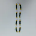 Green gold disco ball bead necklace detail shot showing glittering shamballa beads and crosses. - 10mm Beads, Approx 56 Beads, 54cm(21.25inch), 5 Rows / 68