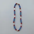 Red and blue rhinestone shamballa bead cross stretch necklace for stylish daily party wear - 10mm Beads, Approx 56 Beads, 54cm(21.25inch), 5 Rows / 65