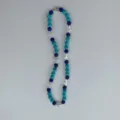 Blue rhinestone shamballa ball and silver cross fashion beaded necklace for women daily wear. - 10mm Beads, Approx 56 Beads, 54cm(21.25inch), 5 Rows / 122