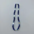 Blue crystal shamballa beads necklace with silver cross spacers hiphop jewelry detail view - 10mm Beads, Approx 56 Beads, 54cm(21.25inch), 5 Rows / 124