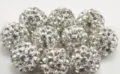 White rhinestone clay Shamballa beads variant, sparkling crystal spacer balls for DIY jewelry. - 6mm / White Half-Hole