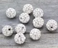 White clay rhinestone Shamballa beads DIY jewelry making crafts accessories scatter view. - 6mm / White Straight Hole