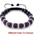 Dames Shamballa armband met 10mm kristallen strass bal en verstelbaar gevlochten koord. - Meerkleurig