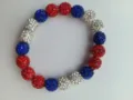 10mm red white blue rhinestone disco ball elastic bracelet for women men fashion jewelry - No. 24