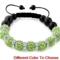 Dames groen strass Shamballa armband 10mm kristal discobal gevlochten verstelbare sieraden - Groen