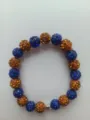 10mm crystal pave Shamballa bead bracelet elastic stretch blue orange jewelry detail view - Size 10