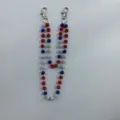Red white and blue rhinestone ball double layer pants chain hip hop style accessory - Style 39