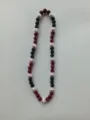 Hip hop style black and red Shamballa disco ball necklace with baseball pattern beads - 178 / Approx. 44 Beads, Approx. 51cm (20 Inches)