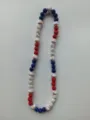 Handmade red white and blue baseball Shamballa necklace with sparkly rhinestone beads for fans - 184 / Approx. 44 Beads, Approx. 51cm (20 Inches)