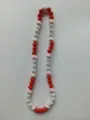 Red and white baseball shamballa necklace featuring sparkling rhinestone beads for sports fans. - 185 / Approx. 44 Beads, Approx. 51cm (20 Inches)