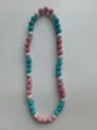 Elegant 12mm pink and teal rhinestone clay bead disco ball necklace for women - 163 / Approx. 44 Beads, Approx. 51cm (20 Inches)