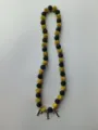 12mm black and gold rhinestone disco ball bead necklace with PIT silver letter charms - 165 / Approx. 44 Beads, Approx. 51cm (20 Inches)