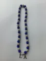 Blue and silver 12mm Shamballa crystal bead necklace with silver LA letter charms - 166 / Approx. 44 Beads, Approx. 51cm (20 Inches)