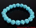 10mm AB Clay Rhinestone Ball Shamballa Bracelet Sparkly Crystal Stretch Fashion Jewelry - Size 5
