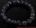 10mm Black Rhinestone Shamballa Bracelet Crystal Pave Disco Ball Beaded Stretch Fashion Bangle - Size 7