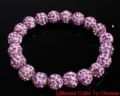 Pink 10mm Rhinestone Clay Shamballa Bracelet Elastic Crystal Beaded Bracelet Variant - No. 3