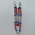Red blue and white rhinestone disco ball pant chain hip hop double layer waist chain variant - Style 24