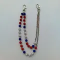 Red white blue rhinestone shamballa bead pants chain hip hop double layer waist chain - Style 31