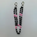 Punk gothic double layer pants chain with black disco balls and pink cross charms streetwear - Style 28