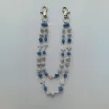 Double layer waist chain with blue rhinestone beads and white cross charms for daily wear - Style 29