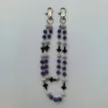 Hip-hop double layer waist chain with purple white disco balls and black crosses for women. - Style 30