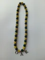 Green and yellow Shamballa rhinestone bead necklace featuring silver OAK letter charms - 169 / Approx. 44 Beads, Approx. 51cm (20 Inches)