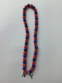 12mm orange and blue rhinestone clay ball bead necklace with silver NY letter pendant - 170 / Approx. 44 Beads, Approx. 51cm (20 Inches)