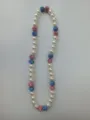 Handmade 12mm clay rhinestone ball Shambhala necklace featuring pink and blue bead accents - 201 Stainless Steel / Approx. 44 Beads, Approx. 51cm (20 Inches)