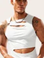 Andriko lefko amanikoto asymmetriko gile stylato cool casual korifi kalokairini moda - S / Λευκό