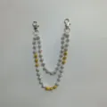 Double layer rhinestone pants chain with white and yellow crystal balls and metal lobster clasps. - Style 37