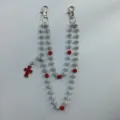 Double layer rhinestone shamballa ball pants chain hip hop waist chain with red cross - Style 50