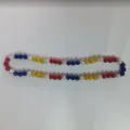 Elastic Shamballa necklace with red blue yellow and white rhinestone clay beads - Red Blue Yellow White