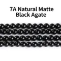 Premium 7A grade natural matte black onyx round loose beads for DIY jewelry bracelet making - 4mm (Approx 90pcs) / 7A Grade Black