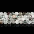 High-quality natural green phantom quartz round loose beads for DIY jewelry making - 6mm Approx 60 Pcs / 1A Natural Green Phantom