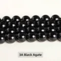 Glossy 14mm 3A grade natural black agate round loose beads for DIY jewelry - 3A Level / 6mm (Approx 60pcs) / Black