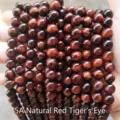 Perles rondes en œil de tigre rouge naturel 5A de haute qualité pour bijoux DIY - 4mm (Environ 90 Perles) / Œil de Tigre Rouge Naturel 5A