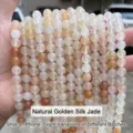 Stränge aus hochwertigen natürlichen runden Jinsimi-Jade-Chalcedon-Perlen für DIY - 8mm (ca. 47 Perlen) / Natürliche Jinsi Mi Jade