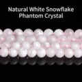 Natural white snowflake phantom quartz round loose beads for DIY jewelry making - Natural White Snowflake Phantom Quartz