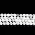 Natural matte white howlite round beads for DIY jewelry making - 4mm (Approx 90pcs) / Frosted White Veined