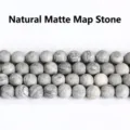 Premium matte natural map stone round loose beads for DIY jewelry making and bracelets - 4mm (Approx 90pcs) / Natural Frosted Map Stone